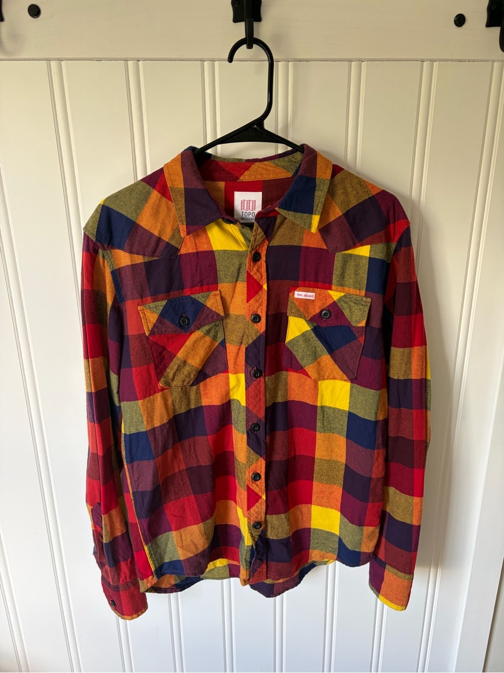 Topo Designs Men's Multicolor Plaid Mountain Flannel SZ M Hiking Camping